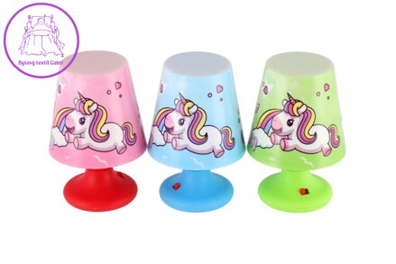Mini lampička s jednorožcem na stůl plast 8,5x11cm na baterie 3 barvy