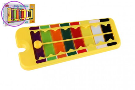 Xylofon plast/kov 24cm s paličkou v krabici 29x16x3cm