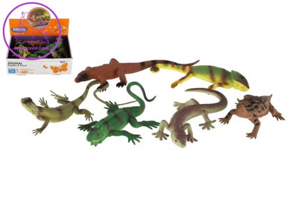 Zvířátka plazi a ještěři plast 12-21cm mix druhů 12ks v boxu
