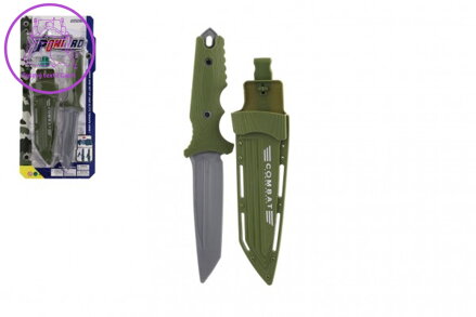 Nůž vojenský s pouzdrem plast 25cm na kartě