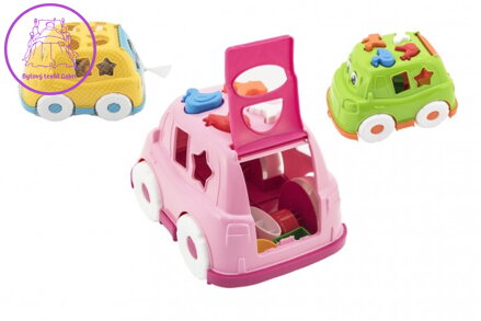 Auto vkládačka plast 24x17cm 3 barvy v síťce 12m+