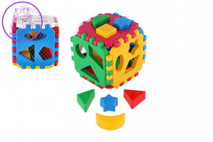 Vkládačka kostka plast 12x12cm v síťce 12m+