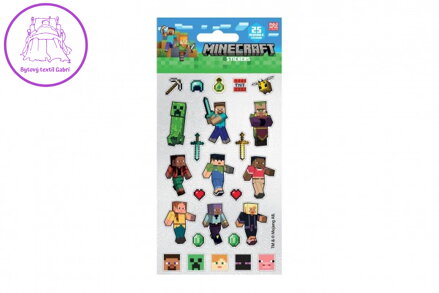 Samolepky Minecraft třpytivé 25ks ve fólii
