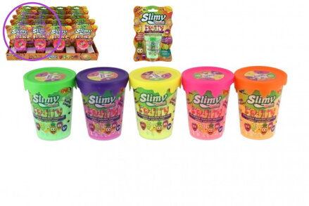 Sliz - hmota 100g v barvě ovoce 8cm 5 druhů v plastové krabičce na kartě 20ks v boxu