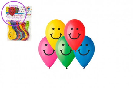 Balonek/Balonky nafukovací 10" potisk Smile 10cm 10ks v sáčku karneval