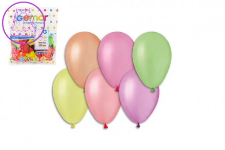 Balonek/Balonky nafukovací 7" párty neon 100 ks v sáčku 22x28cm karneval
