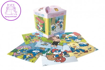 Pexeso Šmoulové MAXI papírové společenská hra 40 velkých kartiček v krabičce 8x9,5x8cm
