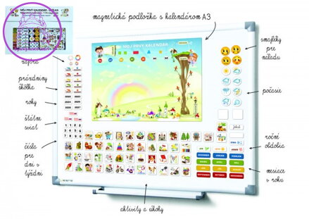Kalendár magnetický - Škôlka 114ks magnetiek v kartóne 45x32x1cm SK verze