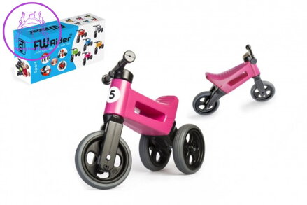 Odrážedlo FUNNY WHEELS Rider Sport růžové  2v1, výška sedla 28/30cm nosnost 25kg 18m+ v krabici