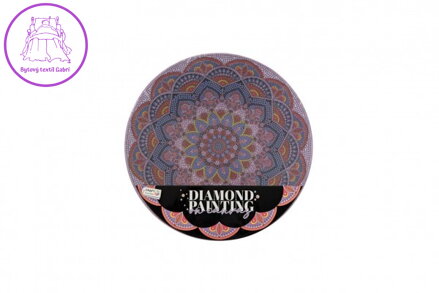Diamantové malování mandala - květina fialová průměr 30cm s doplňky ve fólii