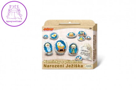 Kameny s příběhem se samolepkami Narození Ježíška kreativní sada v krabičce 19x16x4cm