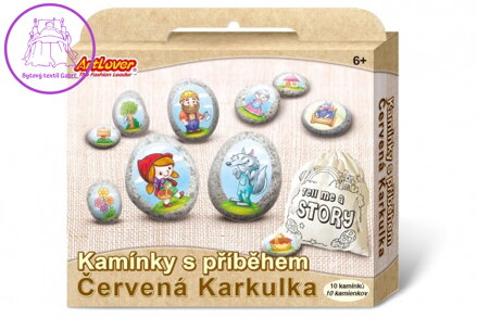 Kameny s příběhem se samolepkami Červená Karkulka kreativní sada  v krabičce 19x16x4cm