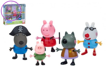 Prasátko Peppa/Peppa Pig plast set 5 figurek v maškarních šatech v krabičce 16x15x4,5cm