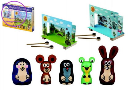 Divadlo Krtek magnetické dřevěné s figurkami v krabici 33x23x3,5cm