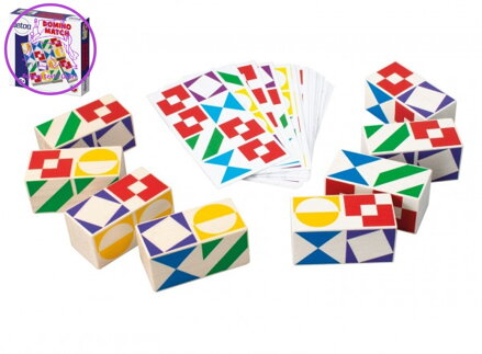 Domino match společenská hra dřevo v krabičce 15x15x3,5cm