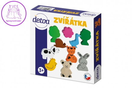 Sada dřevěných zvířátek 10ks v krabičce 15x15x4cm