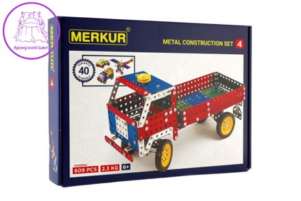 Stavebnice MERKUR 4 40 modelů 602ks 2 vrstvy v krabici 36x26,5x5,5cm