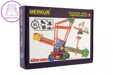 Stavebnice MERKUR 5 80 modelů 767ks v krabici 36x27x8cm