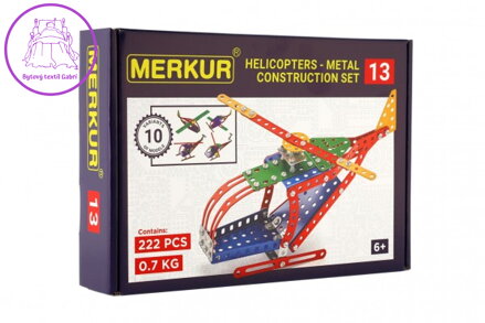 Stavebnice MERKUR 013 Vrtulník 10 modelů 222ks v krabici 26x18x5cm