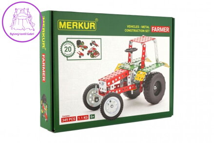 Stavebnice MERKUR Farmer Set 20 modelů 341ks v krabici 36x27x5,5cm