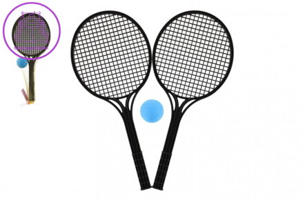 Soft tenis plast černý+míček 53cm v síťce