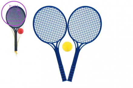 Soft tenis plast barevný+míček 53cm v síťce