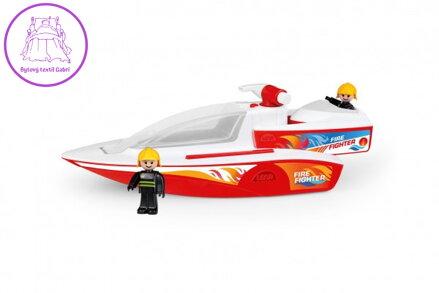 Boazz loď/člun hasiči stříkací s loďkou Boaties plast s figurkami 2ks v krabici 42x16x16cm 24m+