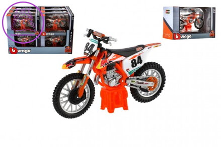 Motorka Bburago KTM 450 SX-F Factory Edition (2018) kov/plast 12cm 12ks v boxu