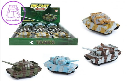 Tank kov/plast 8,5cm na zpětné natažení 4 barvy 12ks v boxu