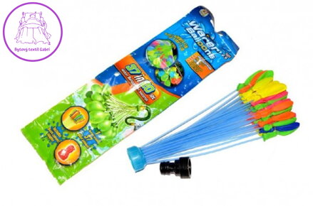 Vodní bomby sada pro vodní bitvu 37ks s nástavcem na kohoutek 10x30cm v sáčku