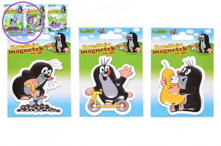 Magnet 3D Krtek plast 7,5cm 3 druhy v sáčku 8x11,5cm