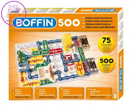 Stavebnice Boffin 500 elektronická 500 projektů na baterie 75ks v krabici 50x39x5cm