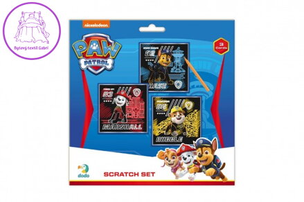 Škrabací obrázek 3ks barevný Tlapková patrola/Paw Patrol 20x20cm na kartě
