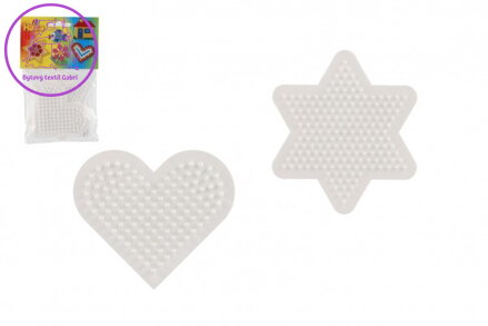 Podložka na zažehlovací korálky Hama MIDI- hvězda,srdce plast 2ks v sáčku 9x9cm