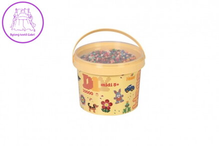 Zažehlovací korálky Hama MIDI 10.000ks v plastovém kbelíku 17x13cm