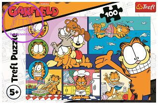 Puzzle Líný Garfield 100 dílků 41x27,5cm v krabici 29x20x4cm