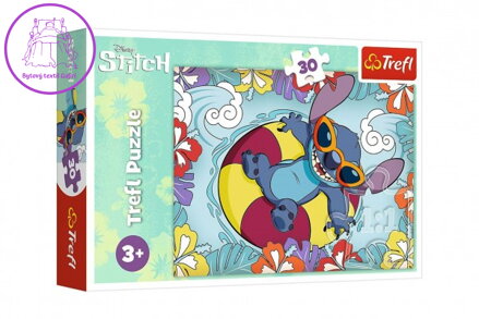 Puzzle Lilo&Stitch na dovolené 27x20cm 30 dílků v krabičce 21x14x4cm