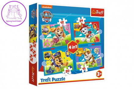 Puzzle 4v1 Štěňata v běhu Tlapková patrola/Paw Patrol 28,5x20,5cm v krabici 28x28x6cm