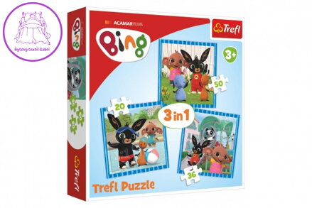Puzzle 3v1 Bing Bunny Zábava s přáteli v krabici 28x28x6cm