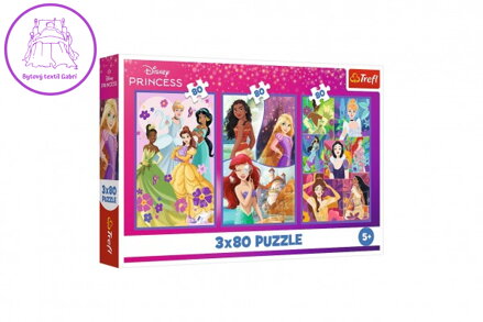 Puzzle 3x80 Princezny Disney - Princezniny přátelé 18x27,5cm v krabici 29x19x4cm