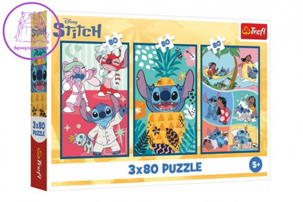 Puzzle 3x80 Lilo&Stitch - Stitchův svět 18x27,5cm v krabici 29x19x4cm