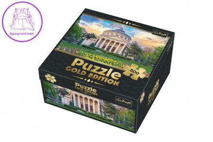 Puzzle Rumunské Atheneum, Bukurešť, Rumunsko - Zlaté vydání 500 dílků 48x34cm v krabici 26x26x10cm