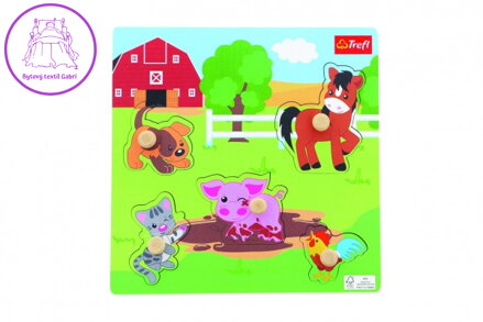 Vkládačka/Puzzle deskové obrysové zvířátka farma 22x22cm ve fólii 18m+