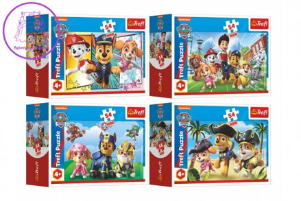 Minipuzzle 54 dílků Paw Patrol/Tlapková Patrola 4 druhy v krabičce 9x6x3cm 40ks v boxu