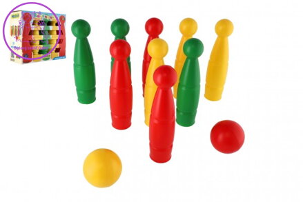 Kuželky plast 24cm 9ks+2 míčky v krabici Wader