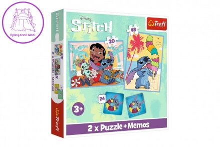 Puzzle 2v1 + pexeso Šťastný den Lilo&Stitche 27,5x20,5cm v krabici 28x28x6cm