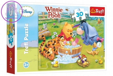 Puzzle Medvídek Pú  Prasátko se koupe 27x20cm 30 dílků v krabici 21x14x4cm