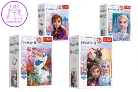 Minipuzzle miniMaxi 20 dílků Ledové království II/Frozen II 4 druhy v krabičce 11x8x4cm 24ks v boxu