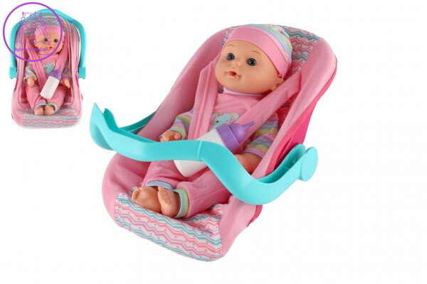 Panenka miminko 30cm plast v nosítku/autosedačce s lahvičkou v blistru Panenka miminko 30cm plast v nosítku/autosedačce s lahvičkou v blistru