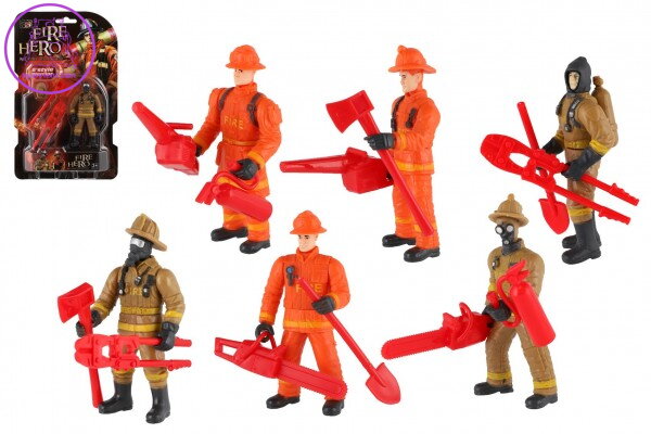 Figurka hasič plast 10cm s doplňky mix druhů na kartě 15,5x25,5x4cm Figurka hasič plast 10cm s doplňky mix druhů na kartě 15,5x25,5x4cm